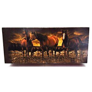 Cedar Lined Decorative Box 9.5"x4"x3" Horses Scenic